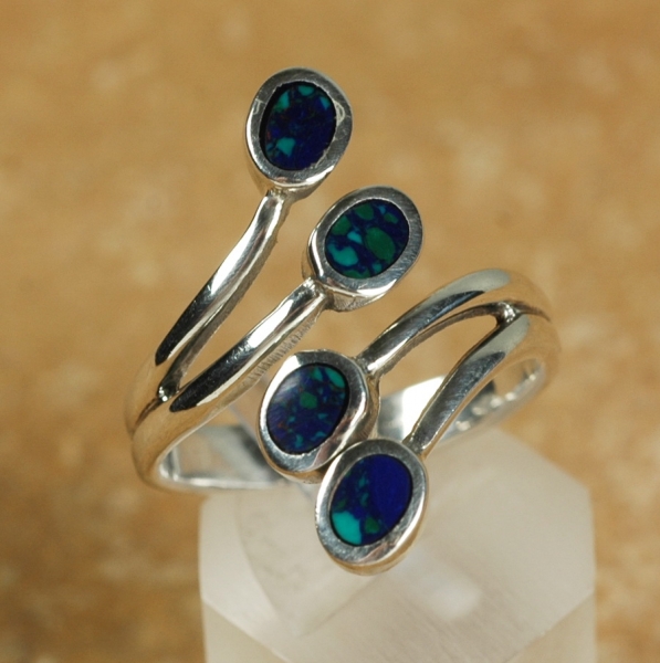 Silber Ring mit Azurit Malachit